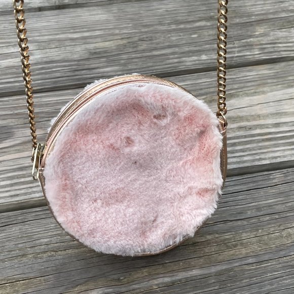 Capelli New York Kids Shoulder Bag Pink Fur Round - Picture 1 of 10